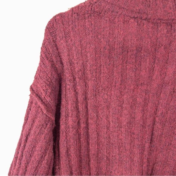 Free People Women's Raspberry Ribbed Pull over Sweater - Size Small - Picture 12 of 12